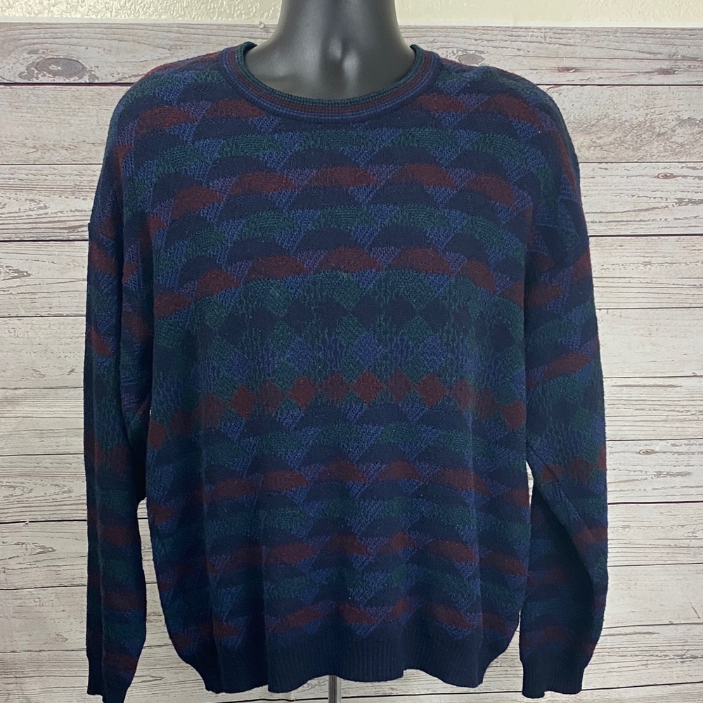 Zanella Men's Multicolor Crewneck Wool Sweater